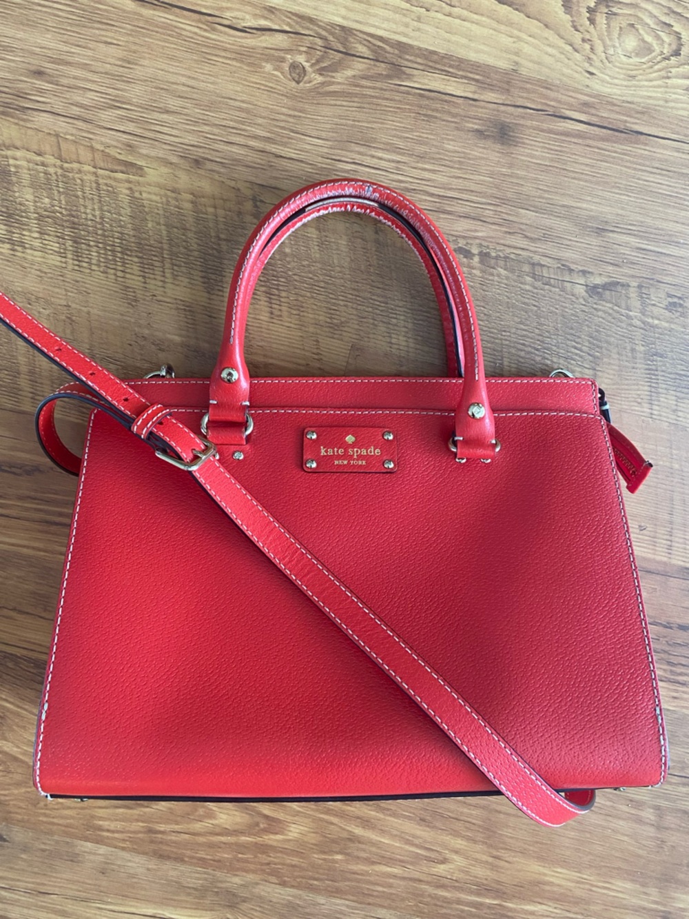 Kate Spade Wellesley Durham Red Pebble Leather Satchel